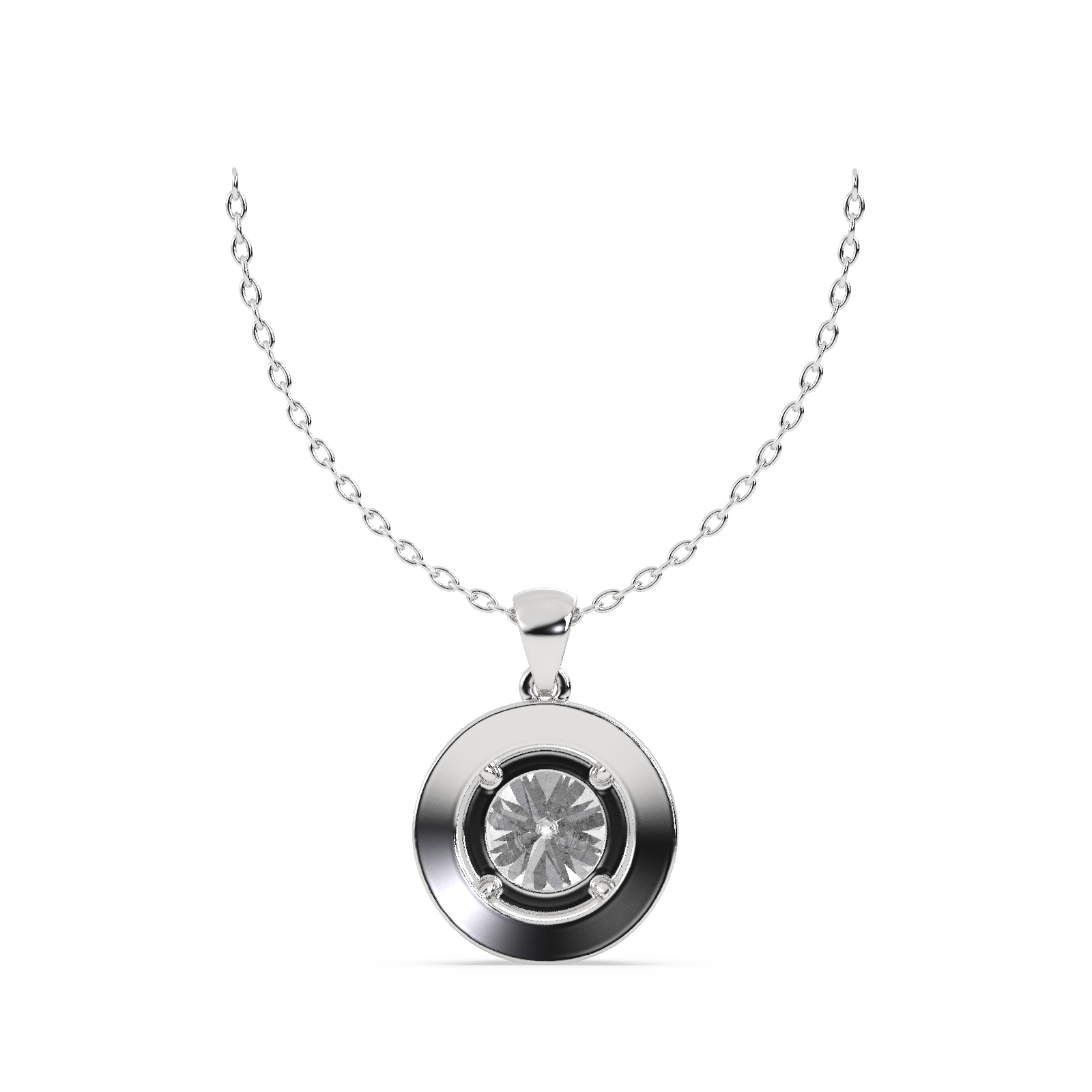 14k Wight Gold Studded 2.808 Carat Lab Grown Diamond Pendent Round Cut With E Color VS1 Clarity.